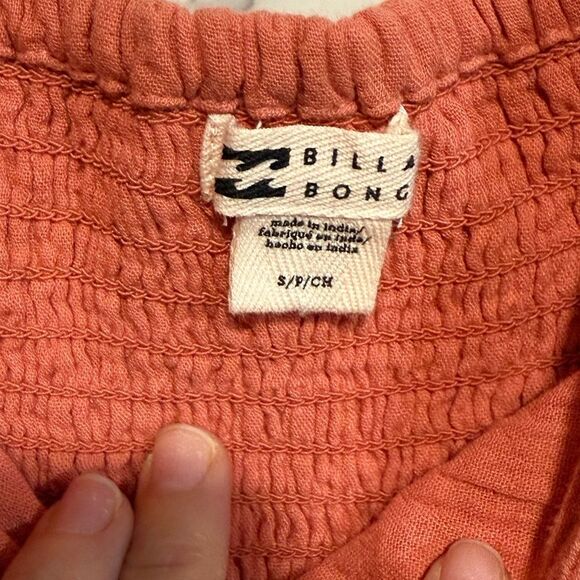 NEW Billabong Perfect Paradise Dress Chic Coral Mini Dress with Puff Sleeves S - Picture 6 of 13